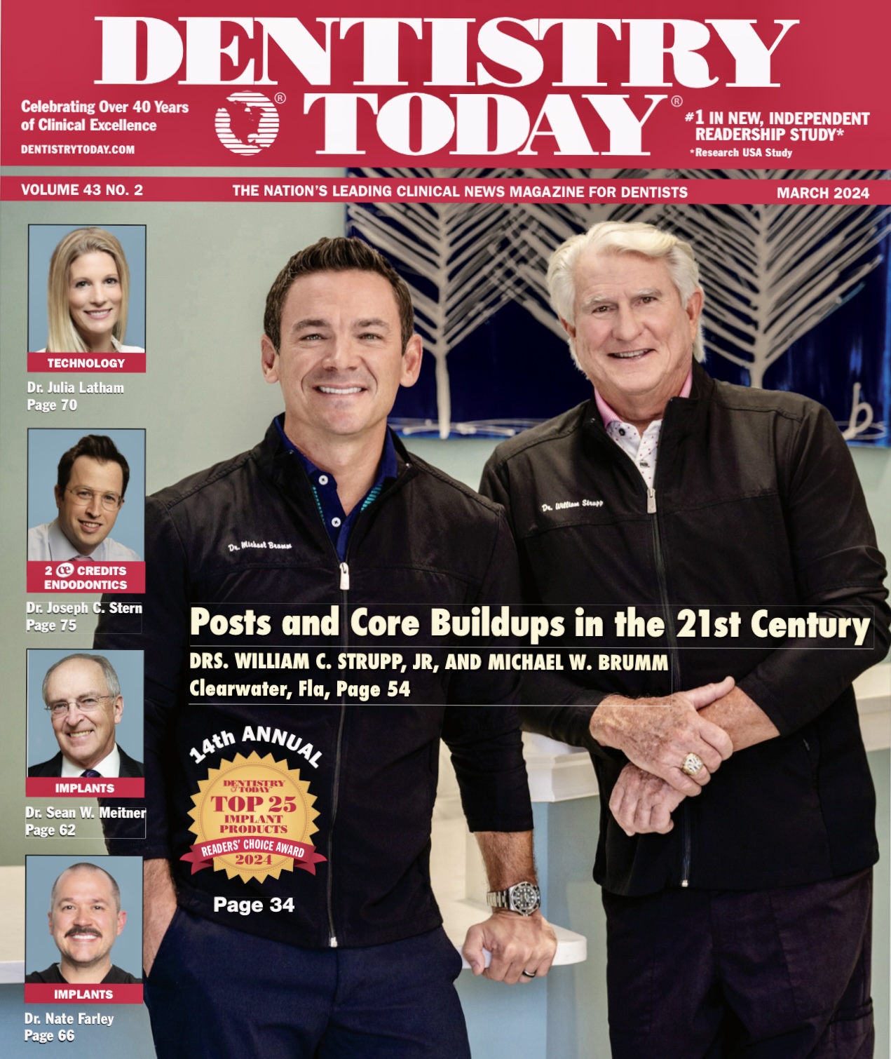 Dentistry Today magazine, March 2024 — cover featuring Drs. Michael Brumm and William Strupp of Clearwater, Florida